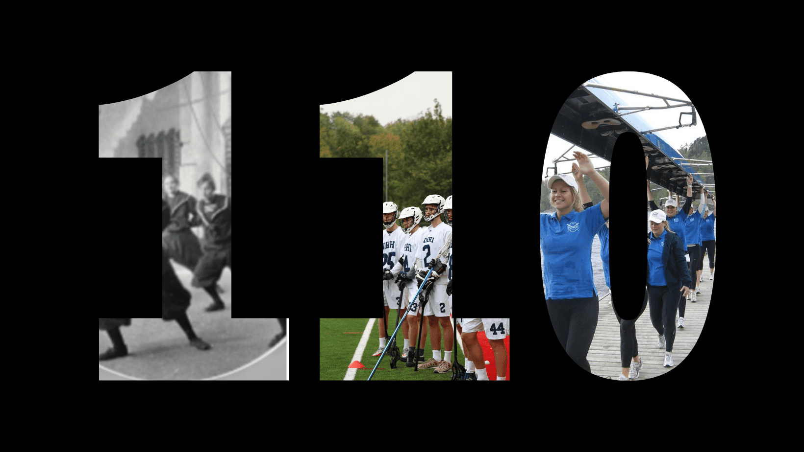 Grafikk med tallet «110» fylt med bilder fra studentidretten, laget for 110-årsjubileet.