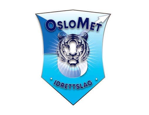 Logo for OsloMet Idrettslag med en tiger i et blått våpenskjold.