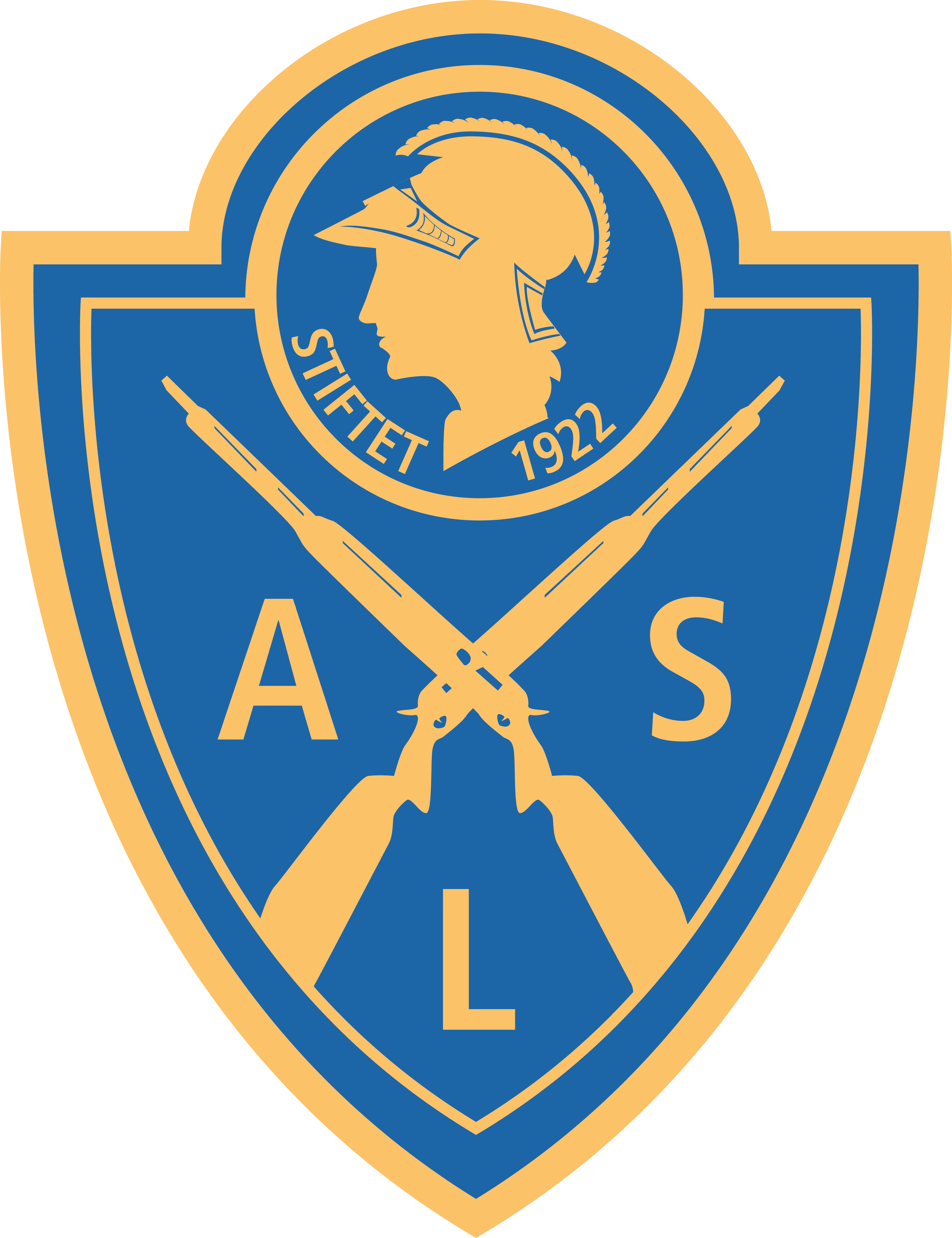 Logo formet som et skjold med teksten «ASL» og «Stiftet 1922», med en soldatprofil og to kryssede geværer.