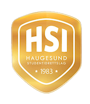 Logo formet som et gullskjold med teksten "HSI Haugesund Studentidrettslag 1983".