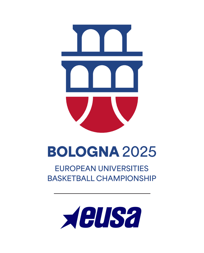 Logo for European Universities Basketball Championship Bologna 2025 med EUSA-logo.