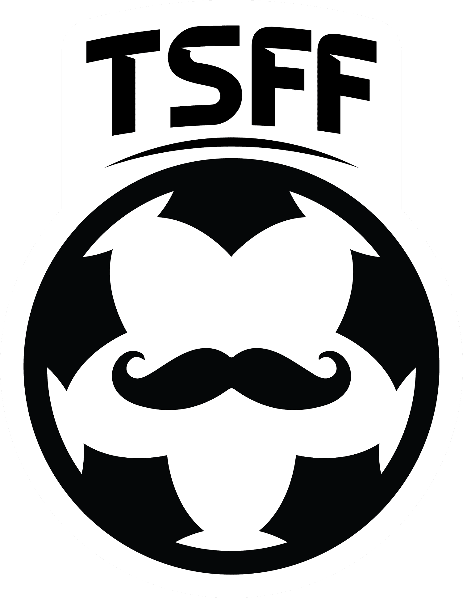Logo for TSFF med en fotball og en bart.